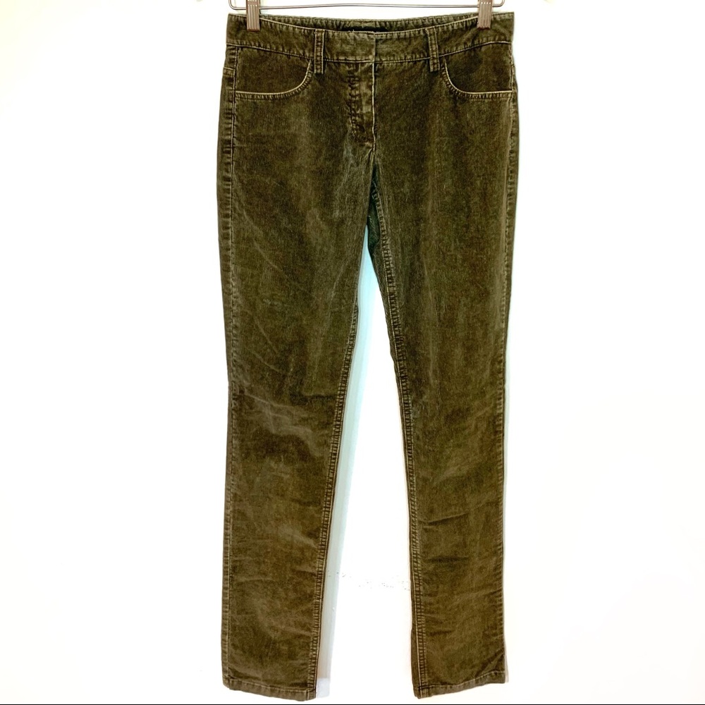 Theory | Slim Straight Green Corduroy Pants